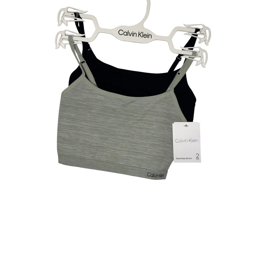 Calvin Klein Kids Seamless Bralette 2 Pack Gray & Black Adjustable Straps SMALL